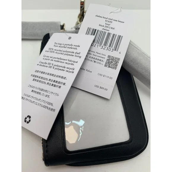 Kate Spade New York Chelsea Black Card Case Lanyard With ID Window - Picture 3 of 3